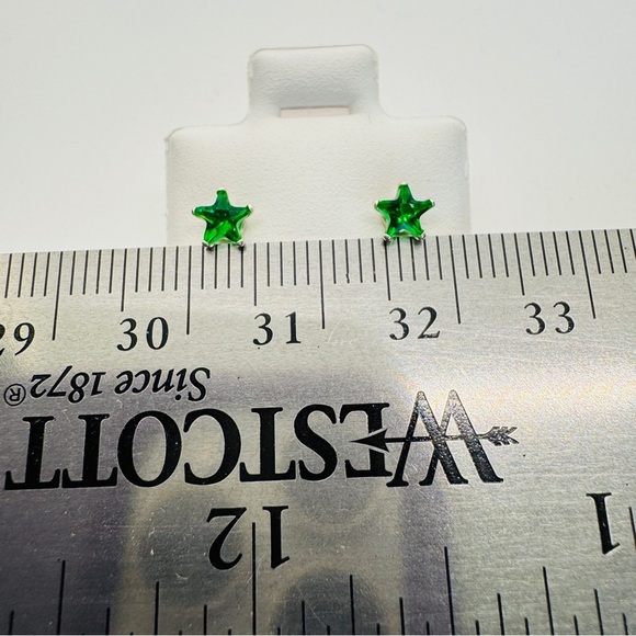 3 Pairs of Sterling Silver Star Earrings Bundle - Black, Pink, Green - Picture 4 of 5